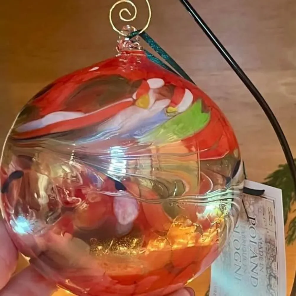 Hand blown Glass Ornament Witch gazing ball 5” oversized large NEW with tags